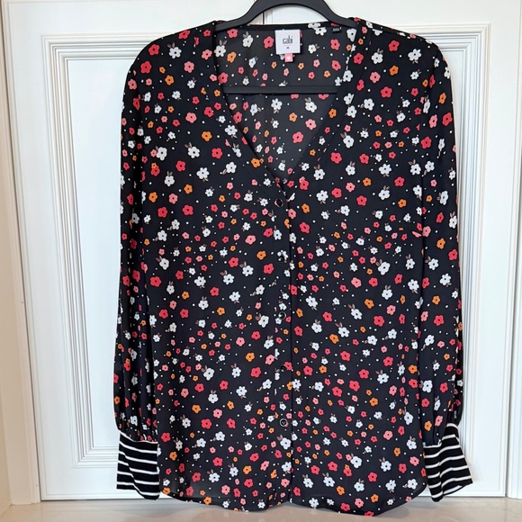 Cabi “Moulin Rouge” Cheerful Blouse – Black Floral (Style 3957) SZ Medium - Picture 1 of 4